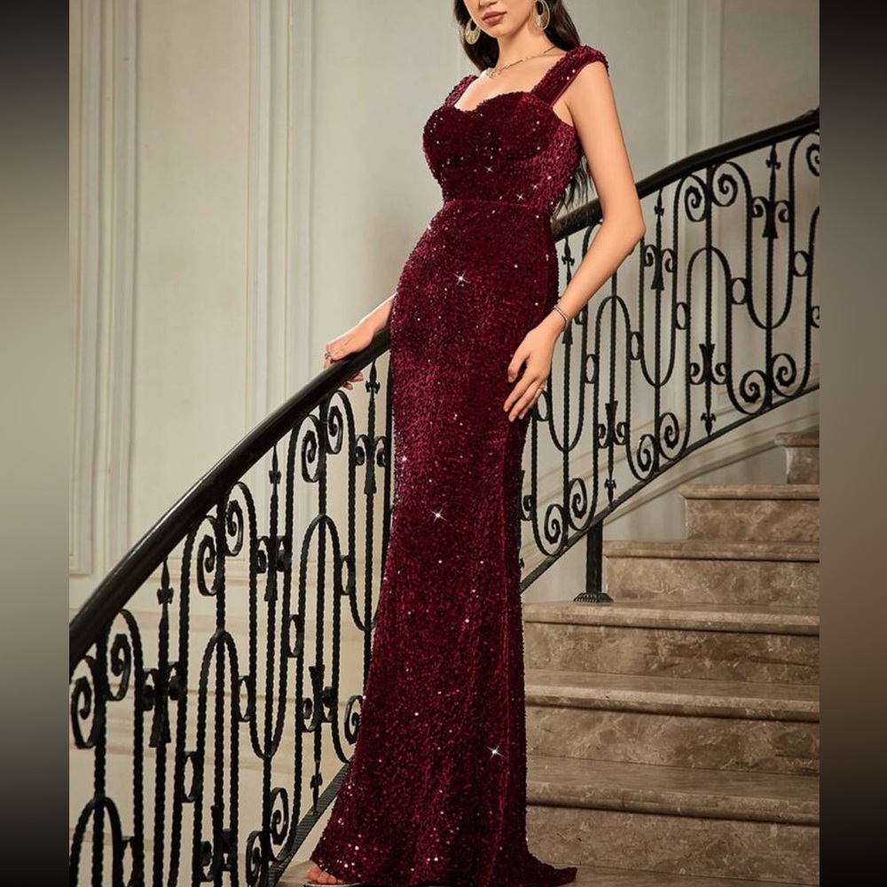 Luxe  sweetheart neck mermaid hem party formal evening gown dress - Picture 2 of 7